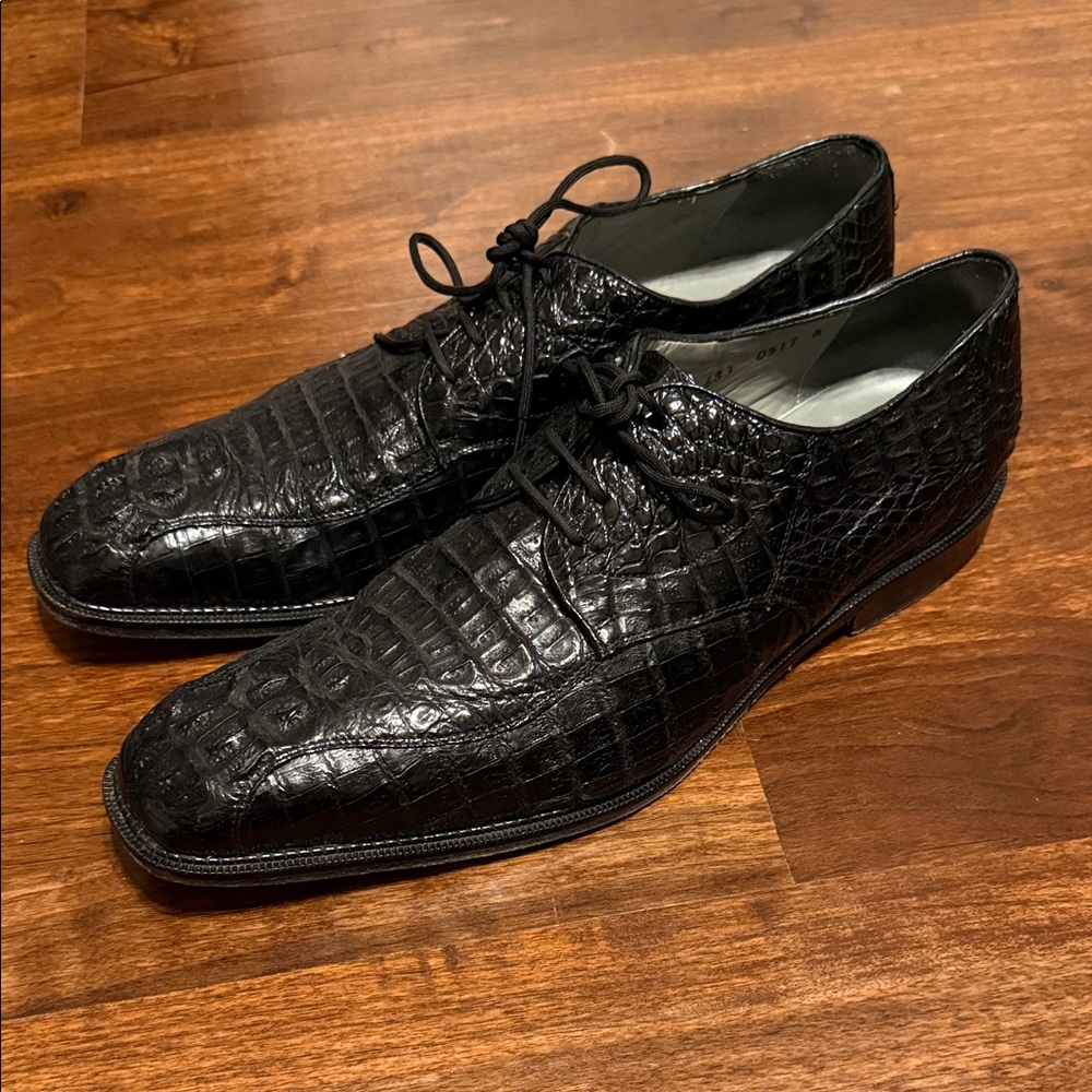 Classic Black Crocodile Men's Oxfords